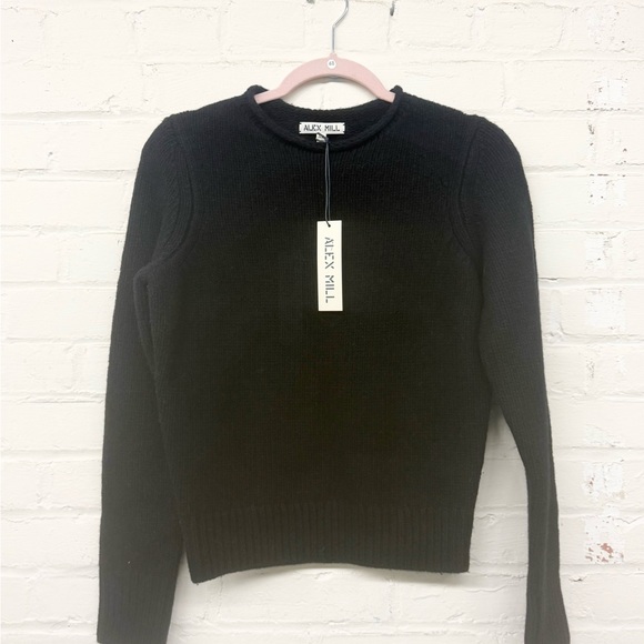 NWT ALEX MILL Jaime Crew Neck Sweater Black Wool XS - Picture 2 of 4